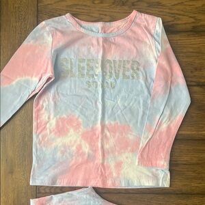 Amazon Kids Pajama Set (Top and Bottoms)- Pink and Blue Tie-Dye, Sleepover Squad